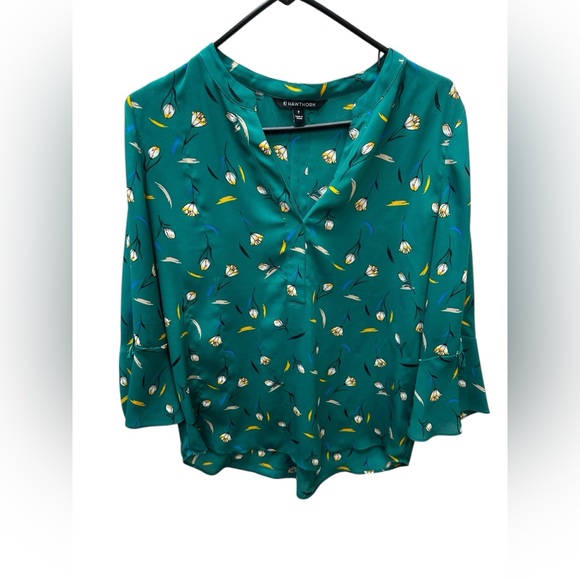 41 Hawthorn Green Floral pull over Blouse size medium - Picture 2 of 6